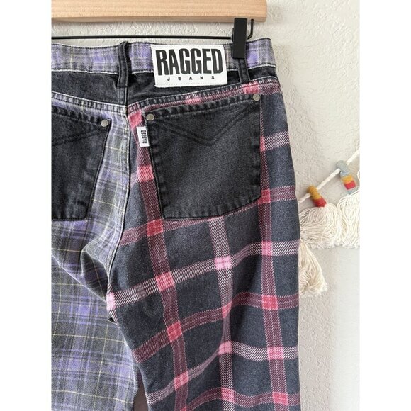 The Raggest Priest Mix Check Straight Leg Mom Jeans Retro Plaid Baggy Grunge 28 - Picture 10 of 10